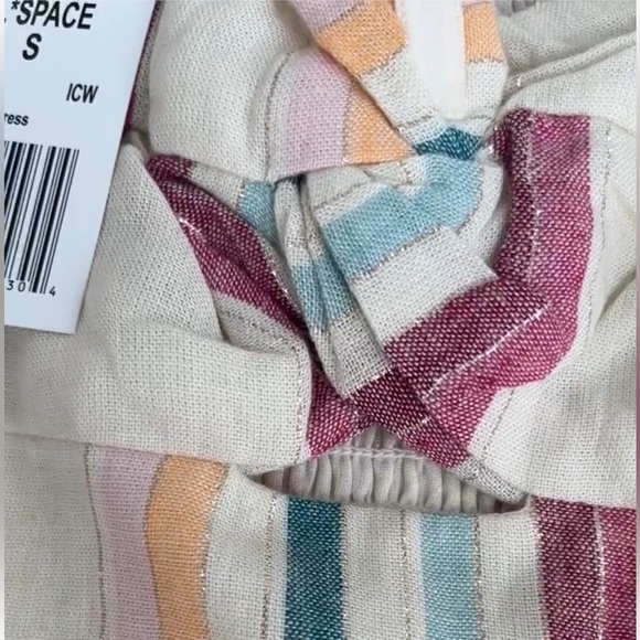 Lspace Alessandra Strapless Dress Striped Twist Front Sm Pink Blue Silver Cream - Picture 3 of 10